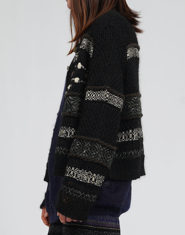 
                  
                    Load image into Gallery viewer, モヘヤメッシュジャカードカーディガン / BEA01446WA
                  
                