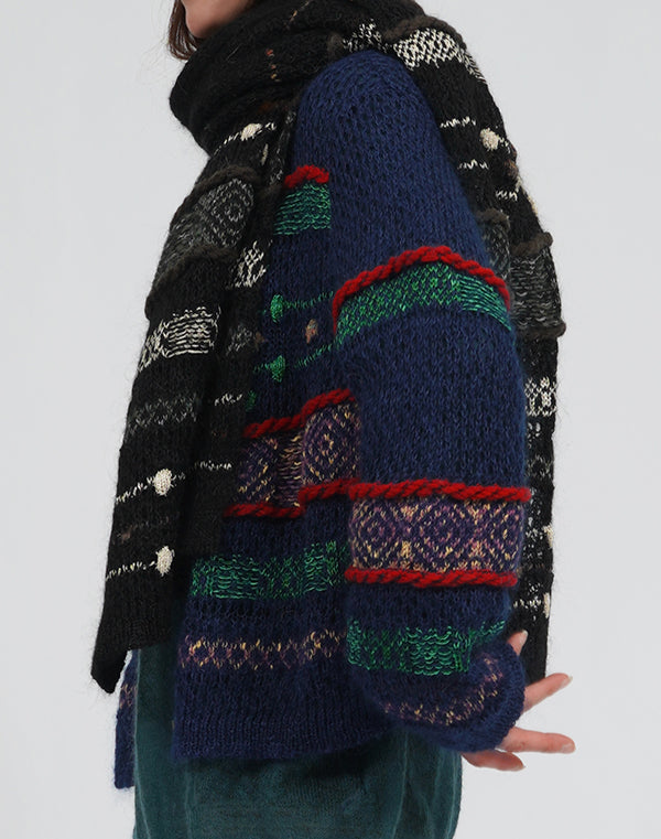 
                  
                    Load image into Gallery viewer, モヘヤメッシュジャカードカーディガン / BEA01446WA
                  
                