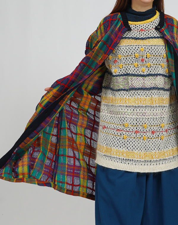 
                  
                    Load image into Gallery viewer, カラフルチェック前開きワンピース / BEA01471WA
                  
                