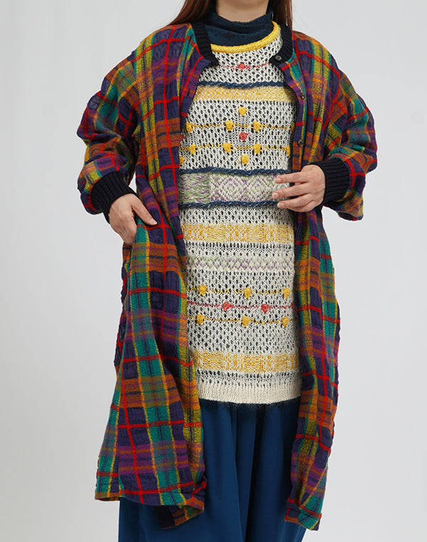 
                  
                    Load image into Gallery viewer, カラフルチェック前開きワンピース / BEA01471WA
                  
                