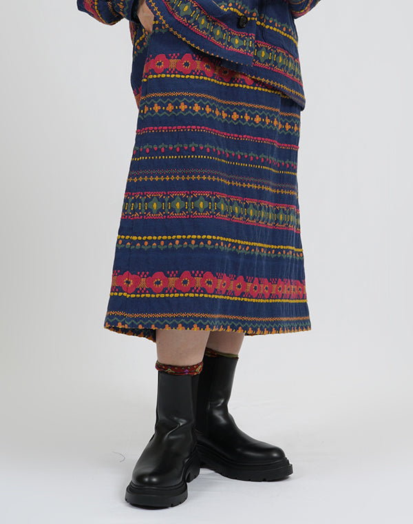 
                  
                    Load image into Gallery viewer, フラワーラインギャザースカート / BEA01468WA
                  
                