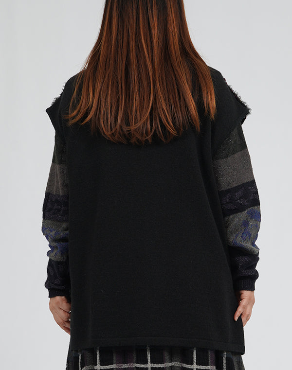 
                  
                    Load image into Gallery viewer, ニットドッキング花々刺繍ベスト / BEA01455WA
                  
                