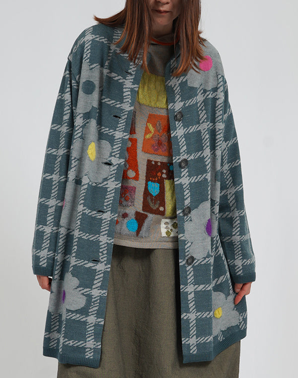 チェックフラワー圧縮ニットコート / BEA01423WA – satoseni online