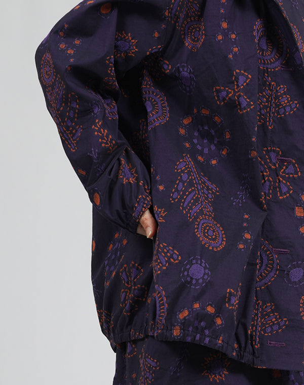 
                  
                    Load image into Gallery viewer, 刺し子柄ストレッチフーディーブルゾン / BEA01481WA
                  
                