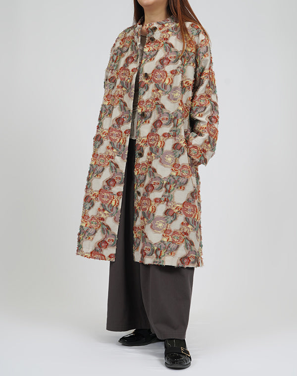 
                  
                    Load image into Gallery viewer, 花の種フリンジスタンドカラーコート / BEA01488WA
                  
                