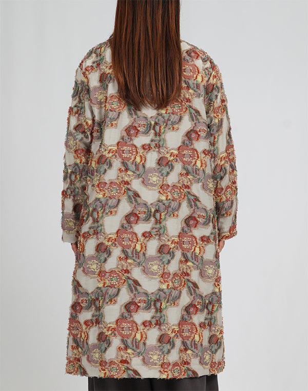 
                  
                    Load image into Gallery viewer, 花の種フリンジスタンドカラーコート / BEA01488WA
                  
                