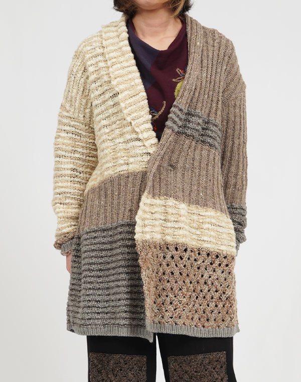 
                  
                    Load image into Gallery viewer, パッチワークMIXロングカーディガン / BEA07428WA
                  
                