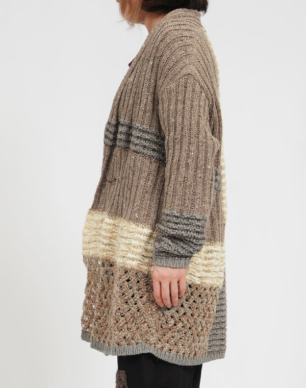 
                  
                    Load image into Gallery viewer, パッチワークMIXロングカーディガン / BEA07428WA
                  
                