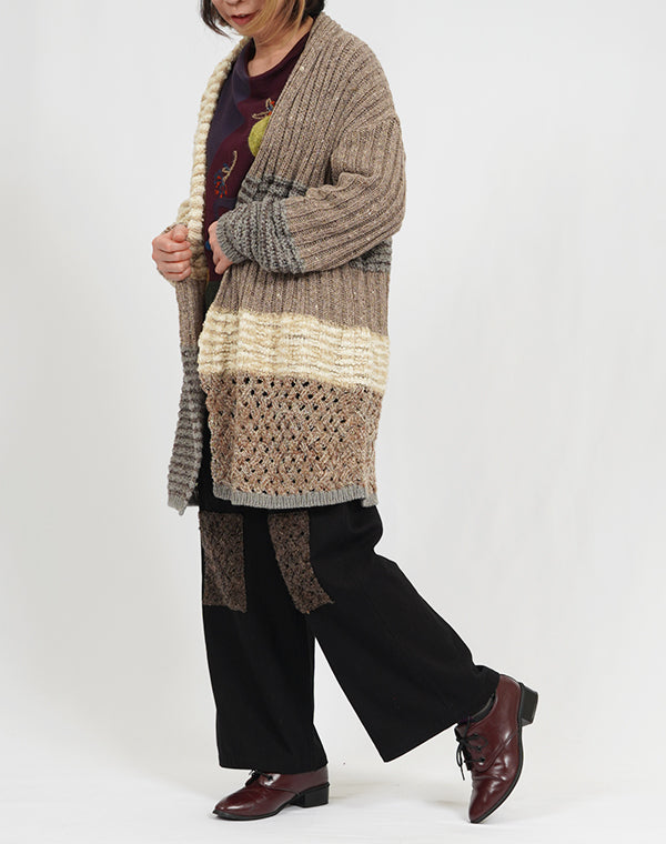 
                  
                    Load image into Gallery viewer, パッチワークMIXロングカーディガン / BEA07428WA
                  
                