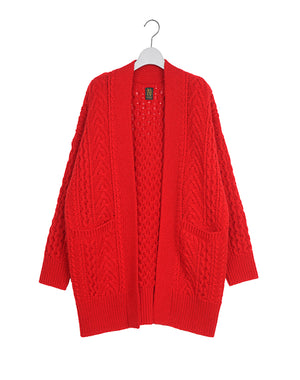 
                  
                    Load image into Gallery viewer, Women BLUEFACE ARAN BIG CARDIGAN / 308335242001
                  
                