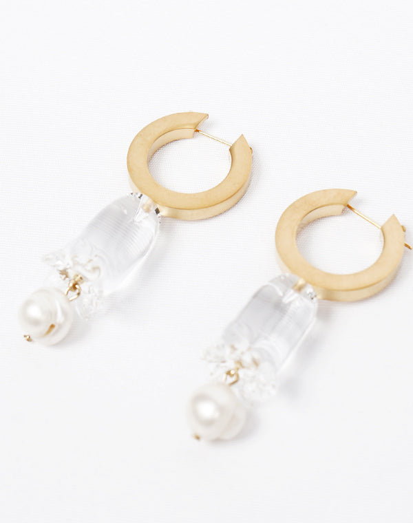 Mame Kurogouchi マメ クロゴウチ｜Floral Motif Glass Earrings