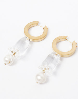 Mame Kurogouchi マメ クロゴウチ｜Floral Motif Glass Earrings