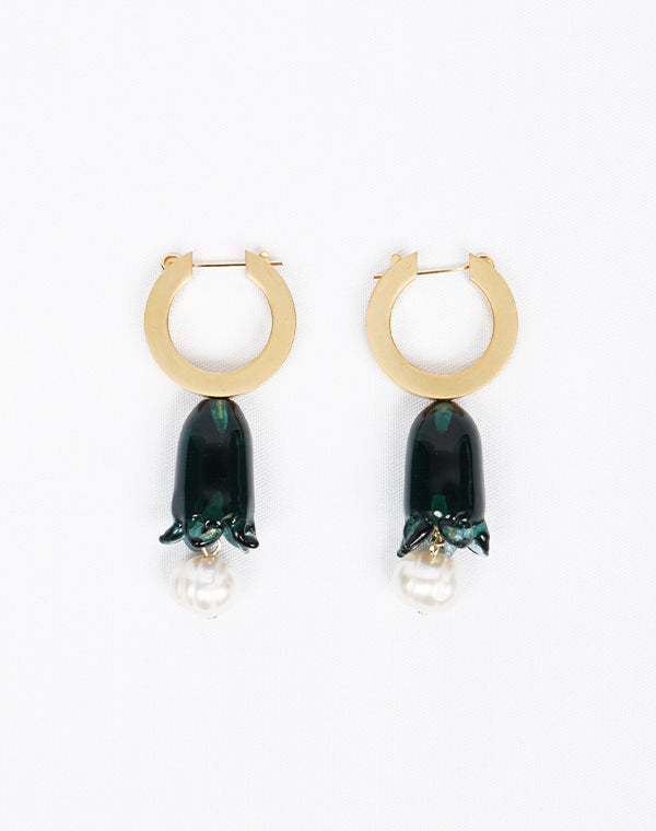 未使用 マメクロゴウチ Mame Kurogouchi ガラス ピアス 22AW Mame Kurogouchi マメ クロゴウチ｜Floral Motif Glass Earrings