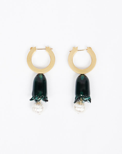 Mame Kurogouchi マメ クロゴウチ｜Floral Motif Glass Earrings