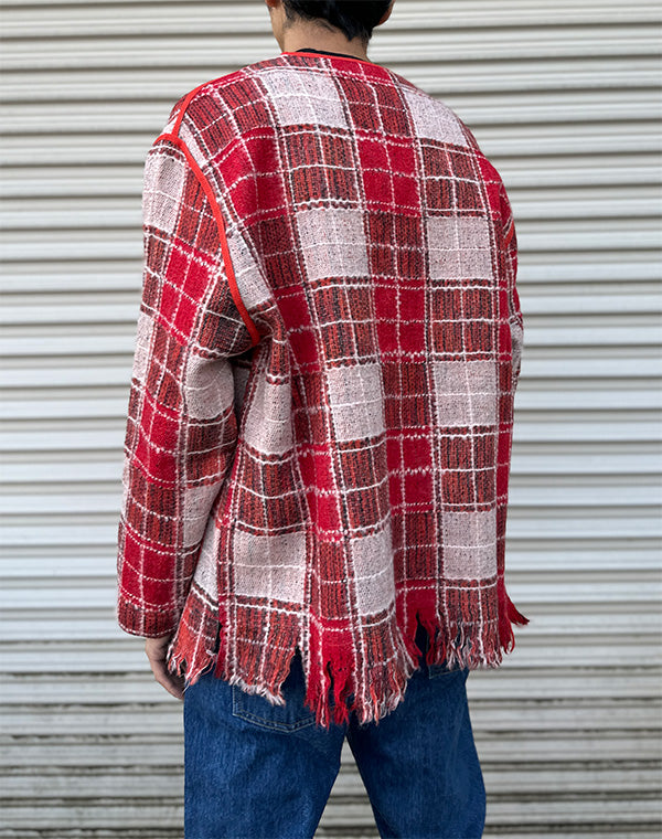 
                  
                    Load image into Gallery viewer, Fringe Cardigan - Wool Plaid / 307332252001
                  
                