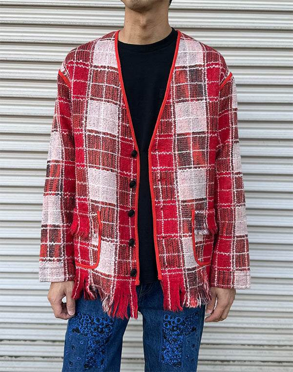 
                  
                    Load image into Gallery viewer, Fringe Cardigan - Wool Plaid / 307332252001
                  
                