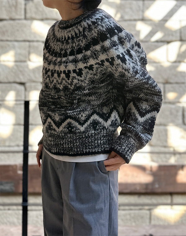 
                  
                    Load image into Gallery viewer, Women MOHAIR NORDIC CREW NECK / 301335252008
                  
                