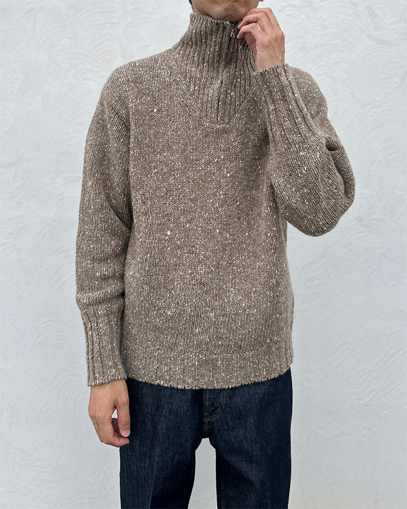 AURALEE オーラリー｜LOW-GAUGE HOMESPUN TWEED KNIT ZIP TURTLE｜GEA