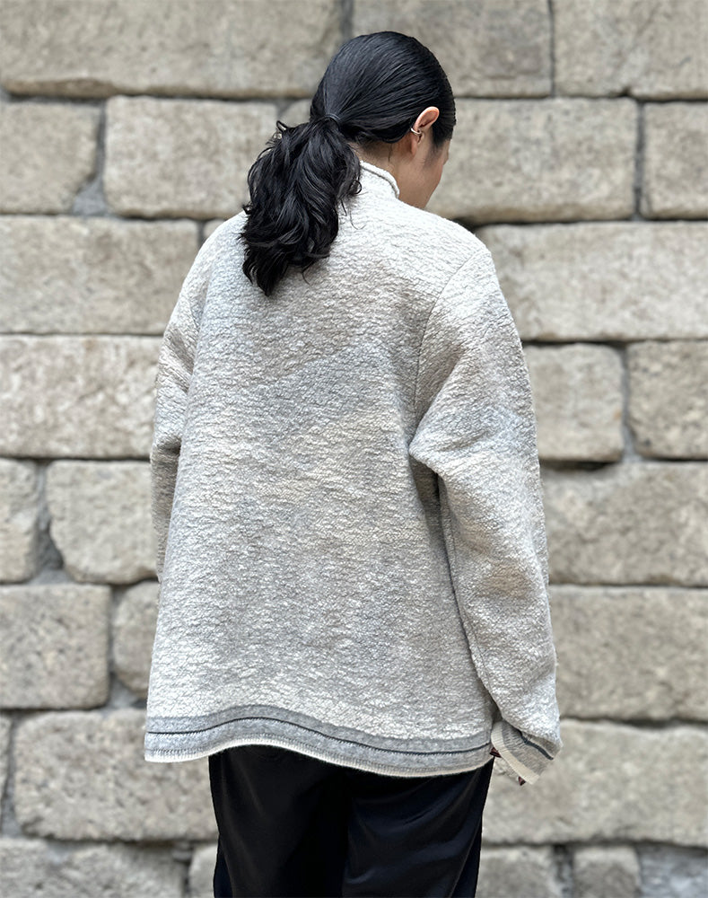 Mame Kurogouchi マメ クロゴウチ｜Pile Jacquard Half Zip Knit Top
