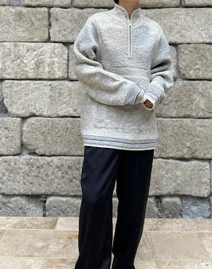 Mame Kurogouchi マメ クロゴウチ｜Pile Jacquard Half Zip Knit Top
