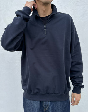 AURALEE / ELASTIC HIGH GAUGE SWEAT HALF ZIP P/O / A26SP01NU