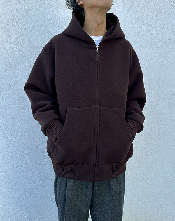 
                  
                    Load image into Gallery viewer, DOUBLE CLOTH HEAVY WOOL PILE ZIP HOODIE / 306192242001
                  
                