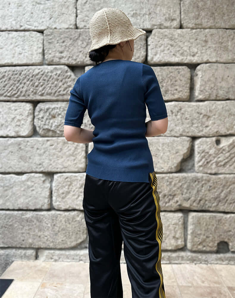 
                  
                    Load image into Gallery viewer, COTTON HIGH GAUGE RIB KNIT TEE / 301178251004
                  
                