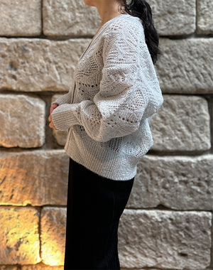 トップス mame kurogouchi Shimmering Knit Cardigan Shimmering Knit Cardigan - light blue - Mame Kurogouchi