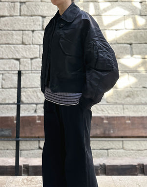 Mame Kurogouchi / Nylon Twill 3D Embroidery Flight Jacket / MM26SS