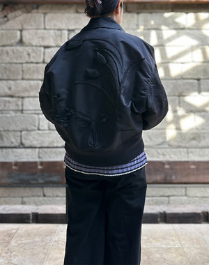 Mame Kurogouchi / Nylon Twill 3D Embroidery Flight Jacket / MM26SS