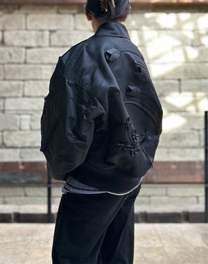 Mame Kurogouchi / Nylon Twill 3D Embroidery Flight Jacket / MM26SS