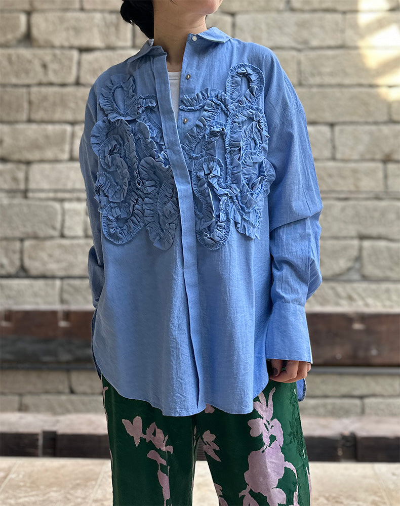 neQuittez pas ヌキテパ|Cotton Frill Motif Shirts 010161FH1|GEA neQuittez pas ヌキテパ|Cotton Frill Motif Shirts 010161FH1|GEA