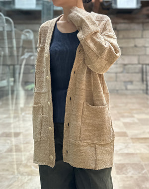 AURALEE オーラリー｜ STRUCTURED COTTON LINEN PANEL KNIT CARDIGAN