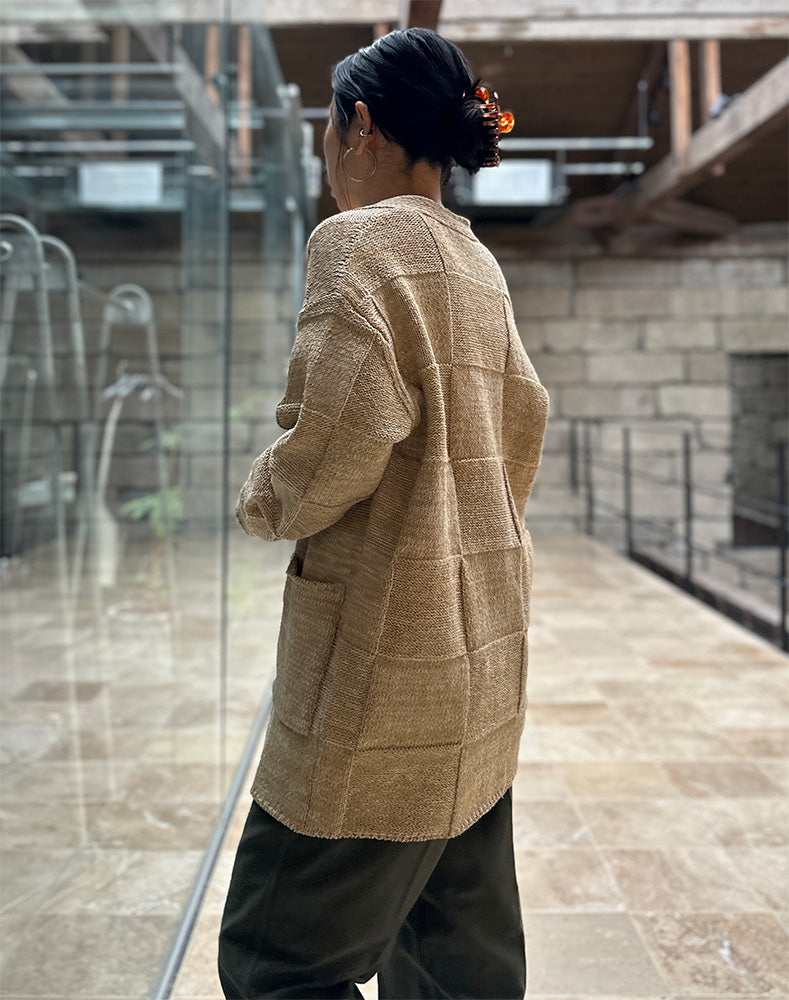 AURALEE オーラリー｜ STRUCTURED COTTON LINEN PANEL KNIT CARDIGAN