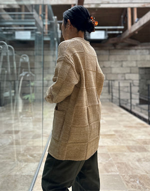AURALEE オーラリー｜ STRUCTURED COTTON LINEN PANEL KNIT CARDIGAN