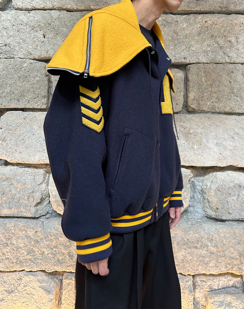 
                  
                    Load image into Gallery viewer, PETAL MOUTH HOOD VARSITY JACKET / 313175251001
                  
                