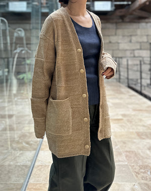 AURALEE オーラリー｜ STRUCTURED COTTON LINEN PANEL KNIT CARDIGAN