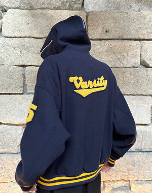 
                  
                    Load image into Gallery viewer, PETAL MOUTH HOOD VARSITY JACKET / 313175251001
                  
                