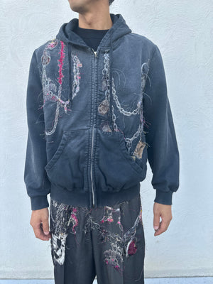 EMBROIDERED CHAIN ZIP-UP HOODIE / 306175252001 – satoseni online