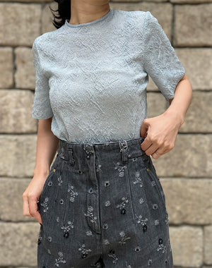 Mame Kurogouchi マメ クロゴウチ｜ Floral Jacquard Sheer Short