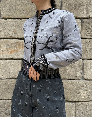 Mame Kurogouchi マメ クロゴウチ｜ Layered Jacquard Knit Cardigan