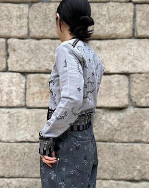 Mame Kurogouchi マメ クロゴウチ｜ Layered Jacquard Knit Cardigan