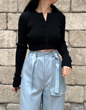 AURALEE オーラリー｜COTTON HIGH GAUGE RIB KNIT CROPPED CREW NECK