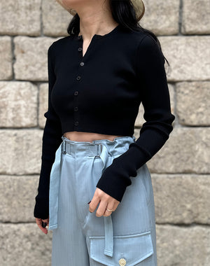 AURALEE オーラリー｜COTTON HIGH GAUGE RIB KNIT CROPPED CREW NECK