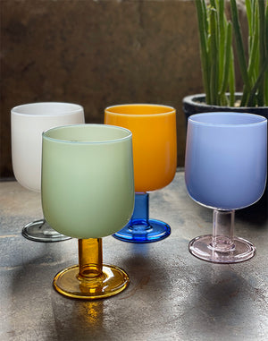 
                  
                    Load image into Gallery viewer, TWO TONE WINE GLASS - Yellow × Blue / 904884243001
                  
                