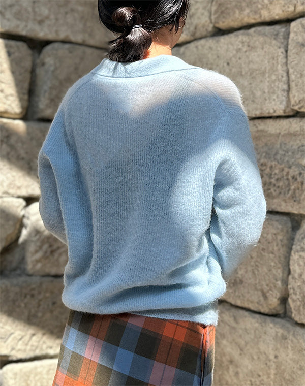 BABY SURI ALPACA SHEER KNIT SKIPPER POLO / 301178252002 – satoseni