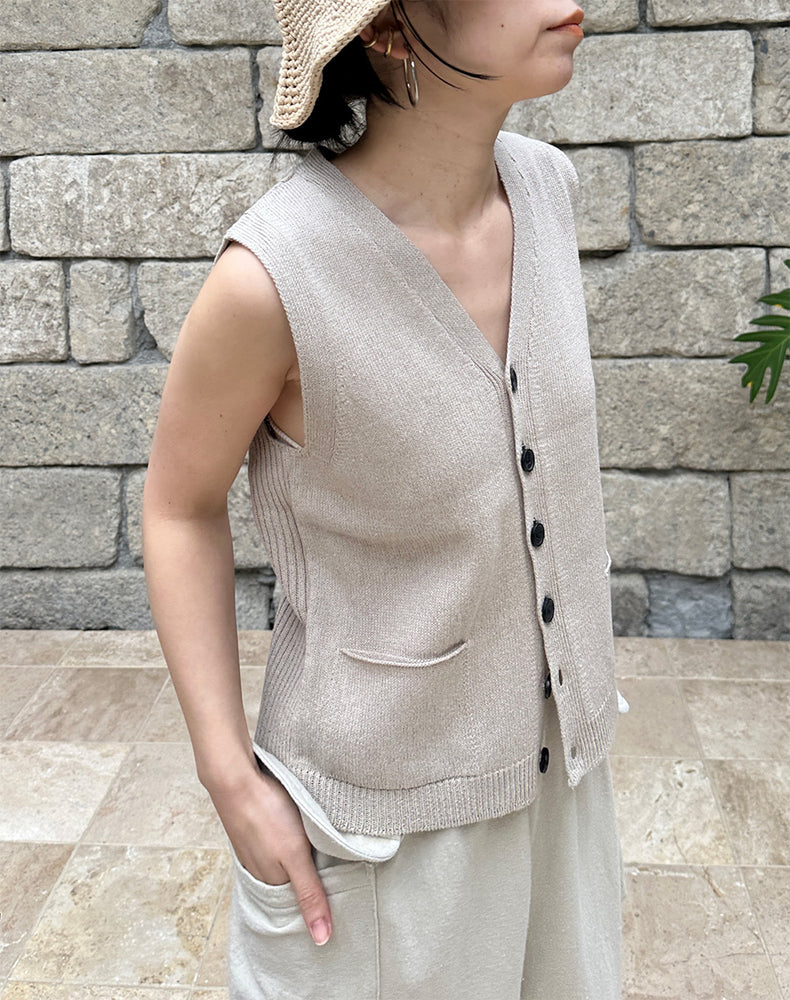 
                  
                    Load image into Gallery viewer, Cotton Linen Gilet / 309342251001
                  
                