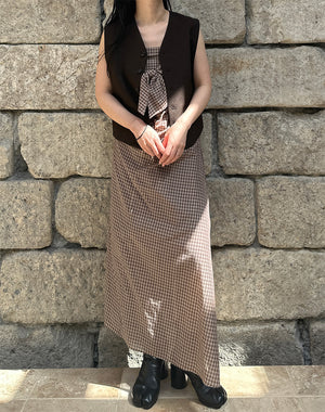 AURALEE オーラリー｜AIRY LIGHT COTTON CHECK STRAPLESS DRESS