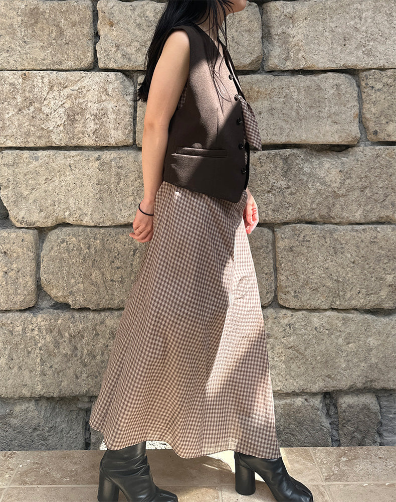 AURALEE オーラリー｜AIRY LIGHT COTTON CHECK STRAPLESS DRESS