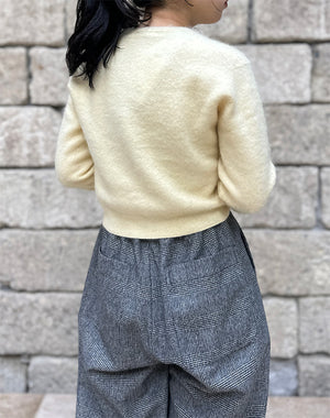 AURALEE / GARMENT-DYED BABY ALPACA FUR KNIT CREW-NECK